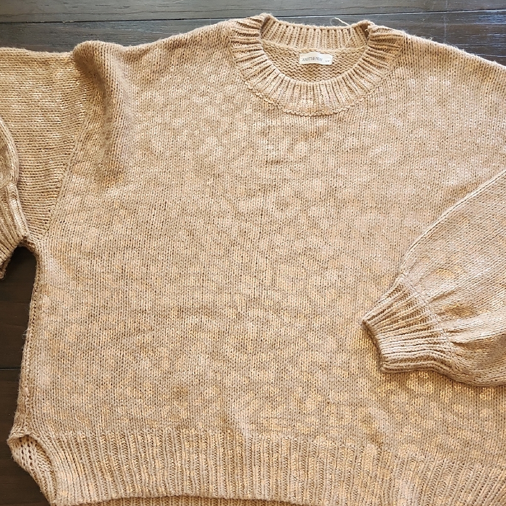And The Why Cozy Tan Crew Neck Sweater